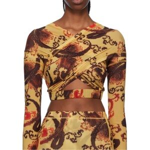 Chic Yellow and Brown Women's Crop Top